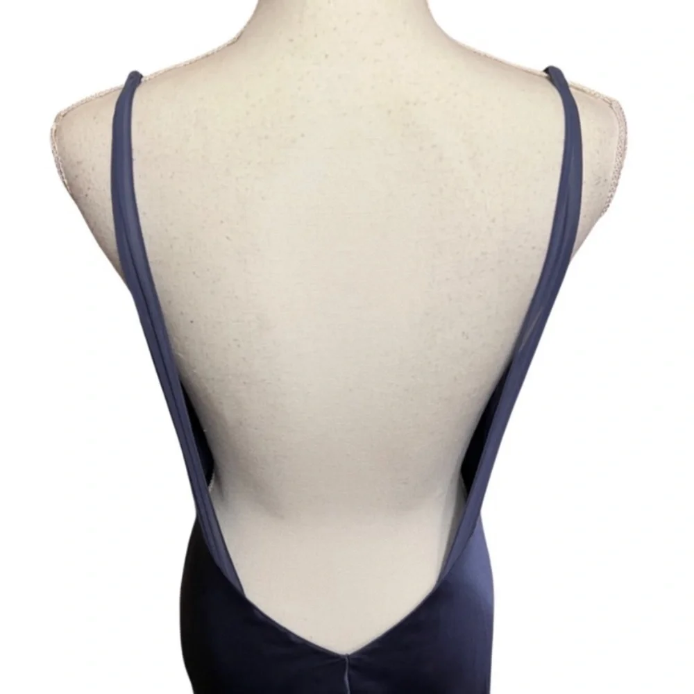 Vintage Y2K 100% Silk Blue Slip Dress Cowl Neck Silk Dress Backless Dress Prom - Picture 3 of 15